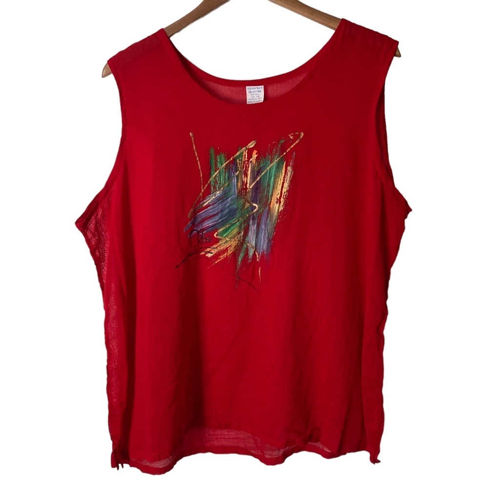Cleopatra’s Collection Made In Jamaica Hand Painted Sleeveless Top XL